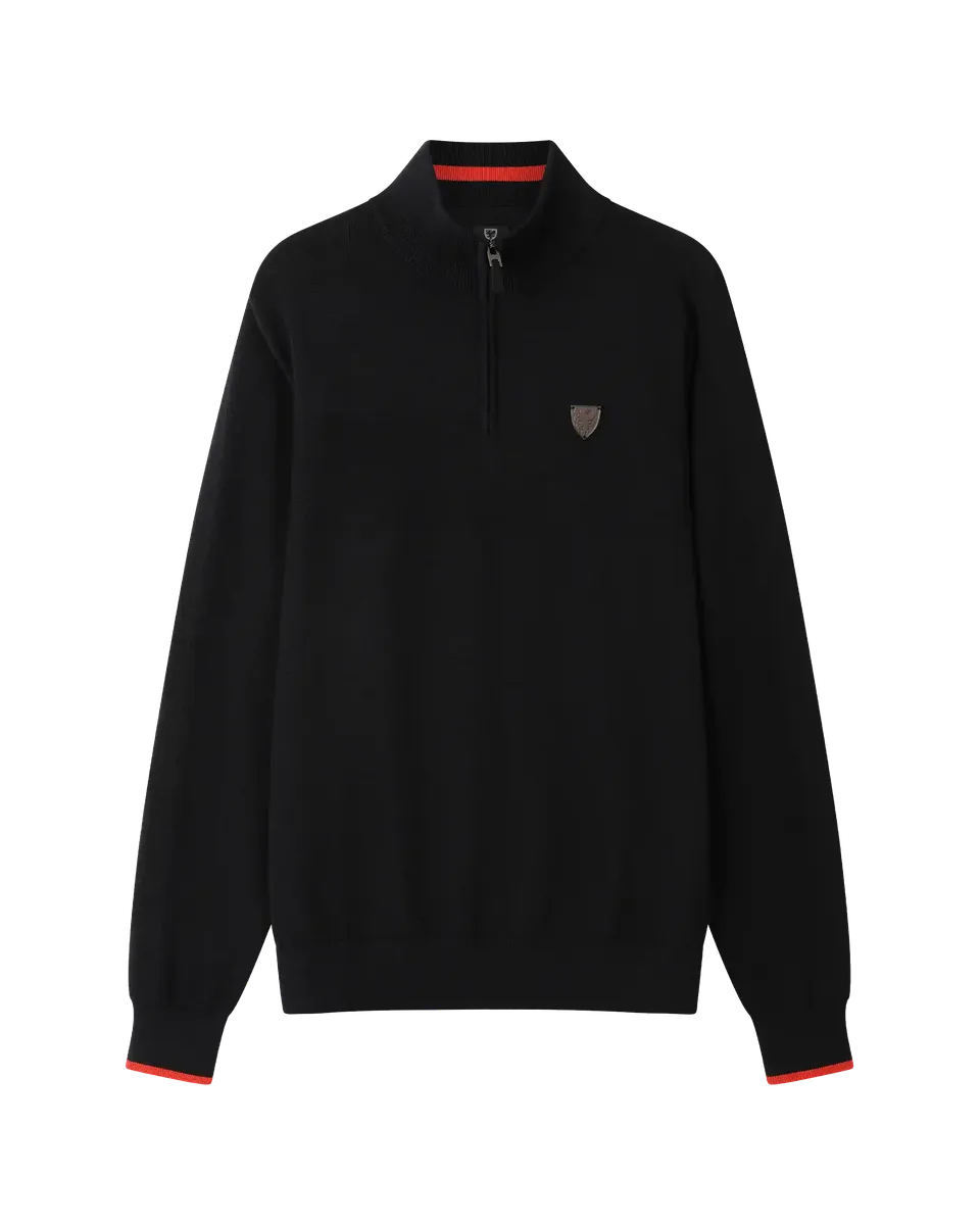 Wales Fanwear 1876 Knitted felpa 1/4 zip nera