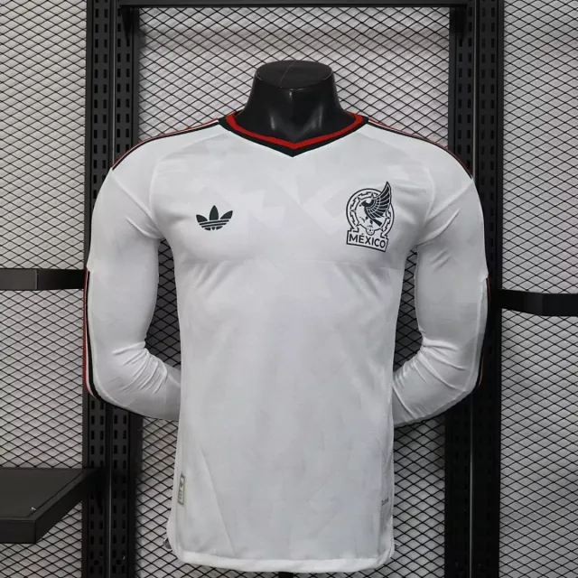 Messico Seconda Maglia 2026/27 manica lunga maglia calcio bianca Player