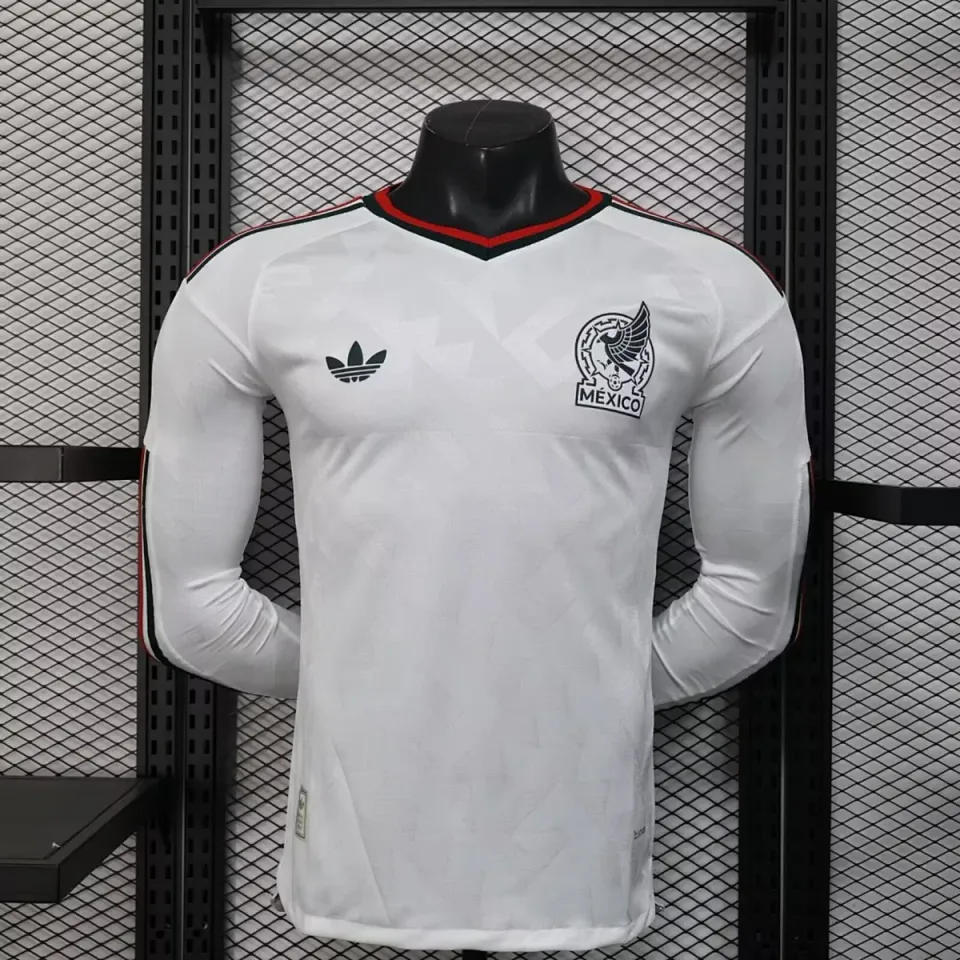 Messico Seconda Maglia 2026/27 manica lunga maglia calcio bianca Player