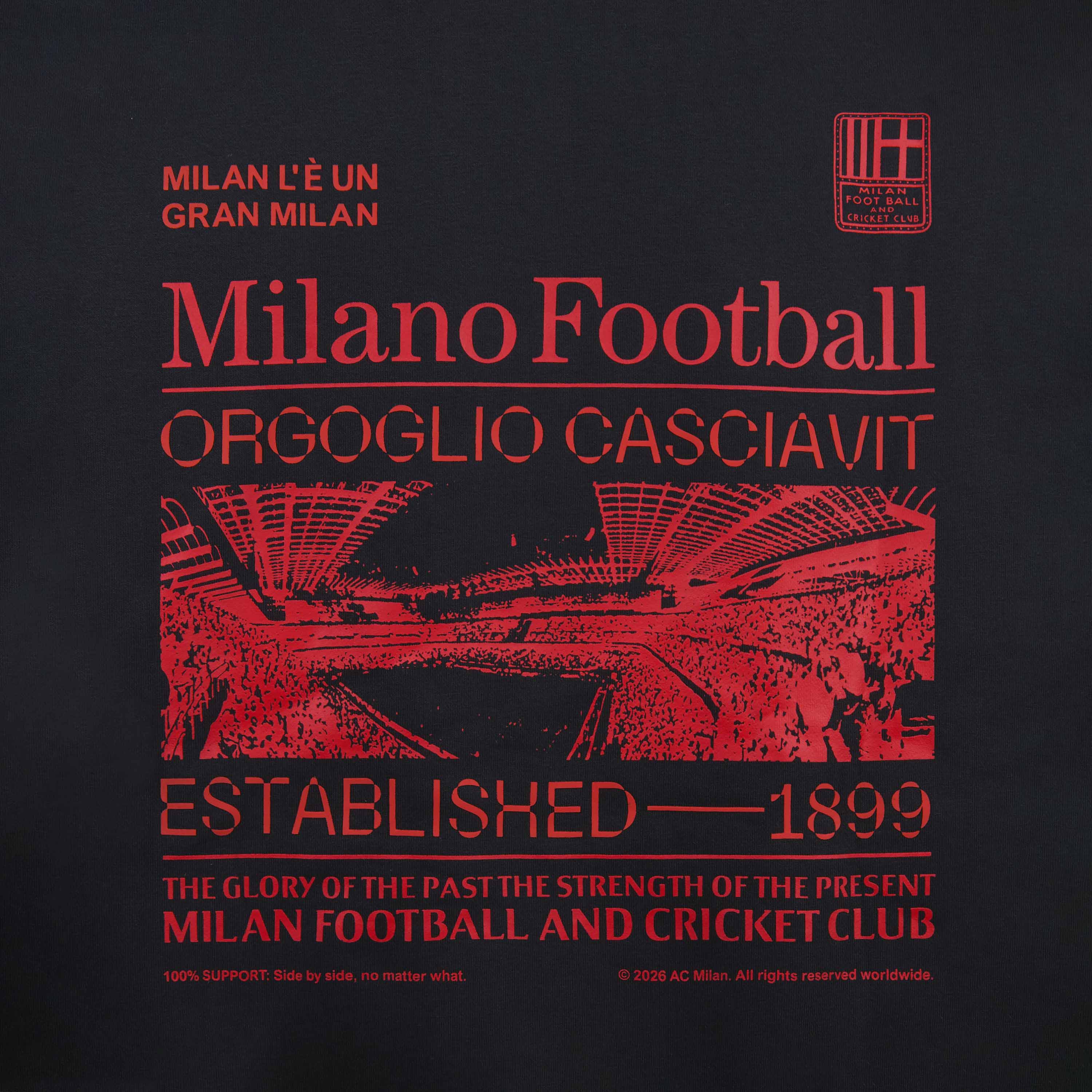 AC Milan Casciavit felpa cappuccio uomo nera cotone