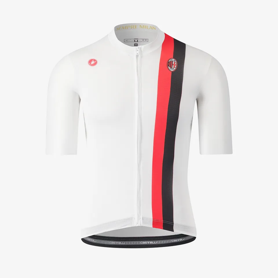 Castelli X AC Milan maglia ciclismo bianca zip YKK uomo