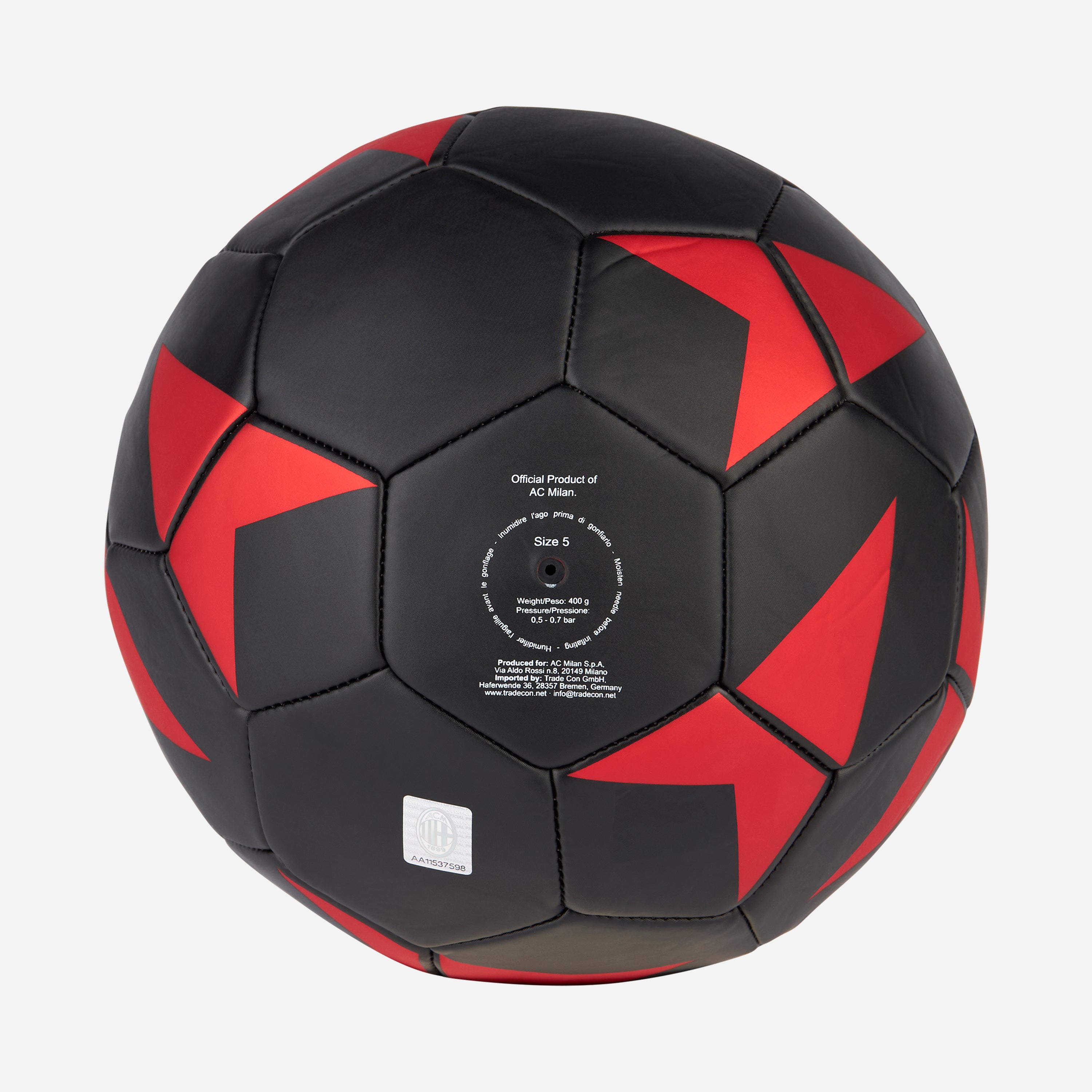 AC Milan Pallone Nero Logo Misura 5 in PVC