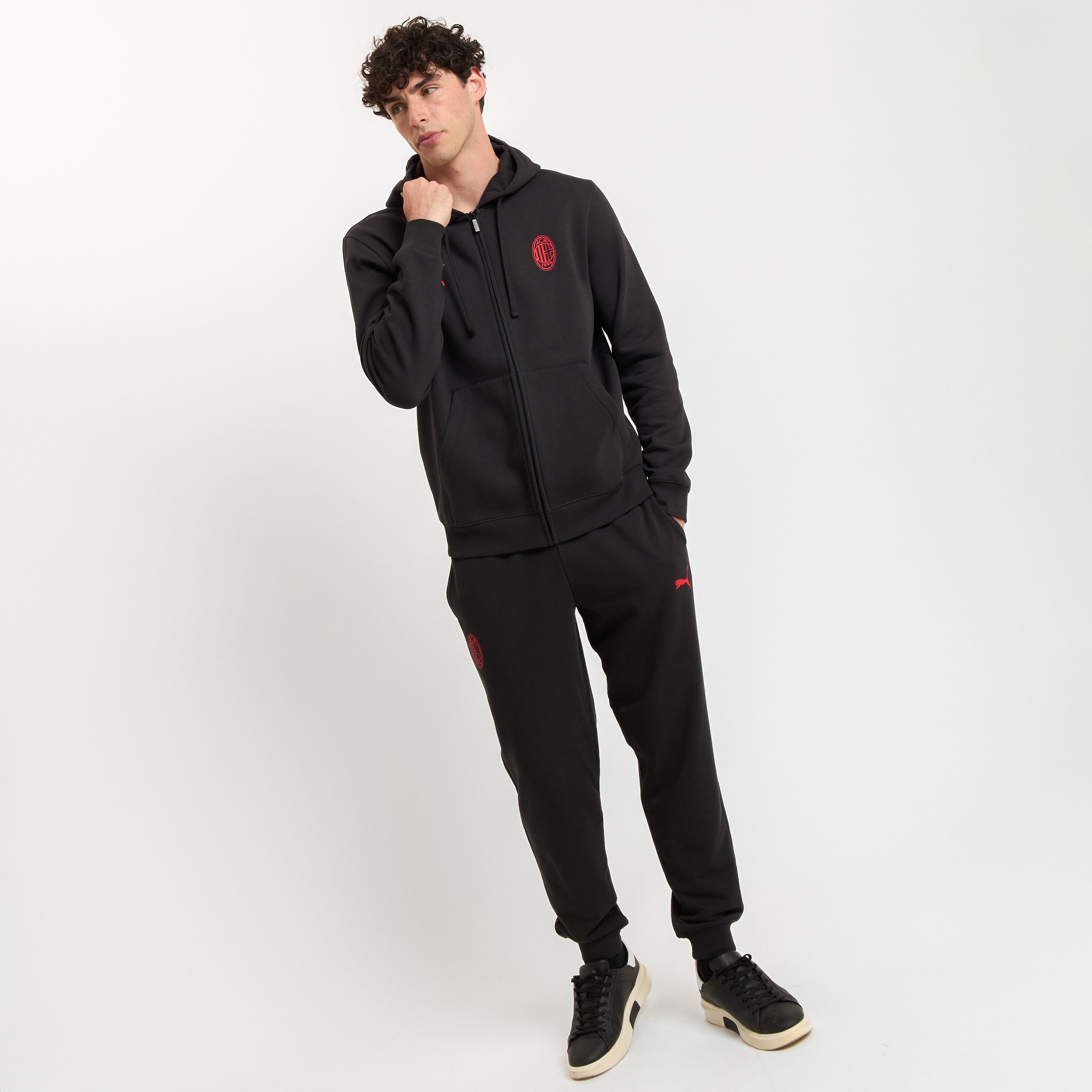 AC Milan Essential Collection Felpa con Zip Nera Uomo Cotone