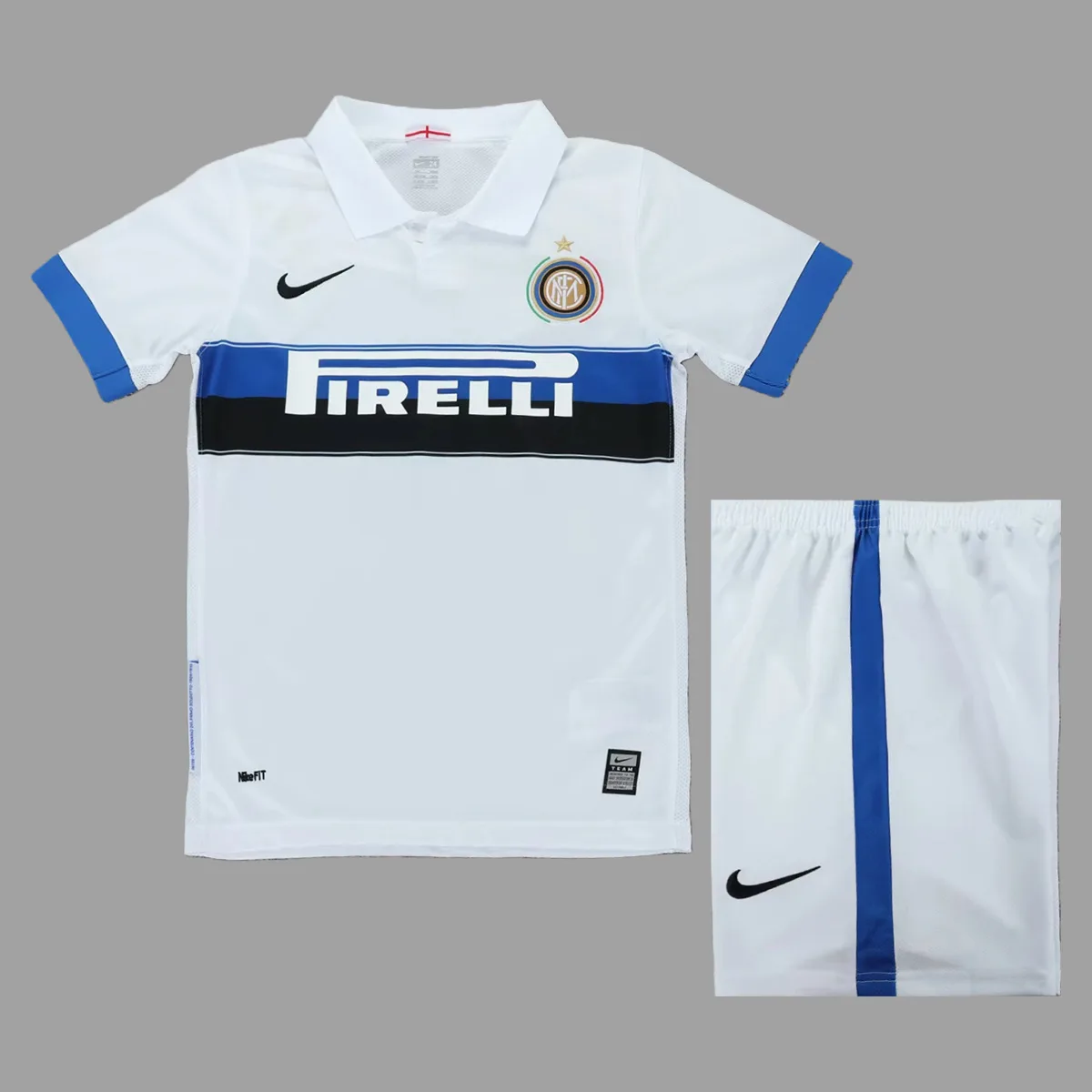 Inter Away 2009/10 bambino completo bianco taglia 16-28
