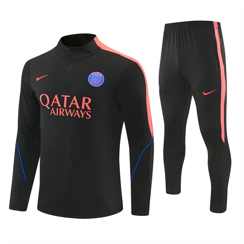 PSG 2026/27 Tuta Nera Half Zip Banda Arancione
