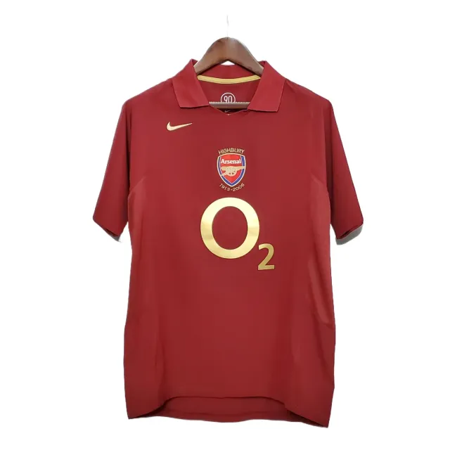 Arsenal 2005/06 Highbury prima maglia retro rosso ribes