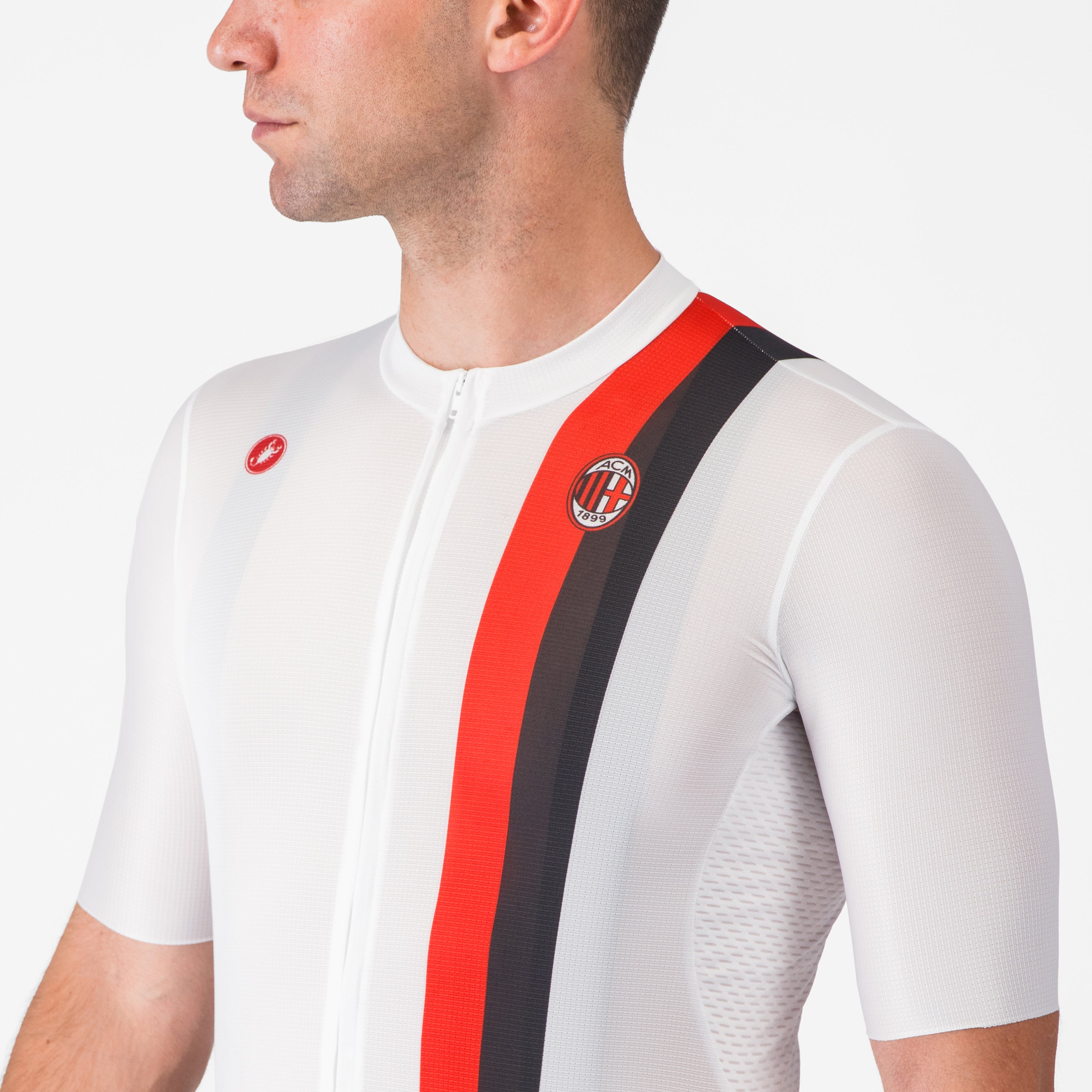 Castelli X AC Milan maglia ciclismo bianca zip YKK uomo