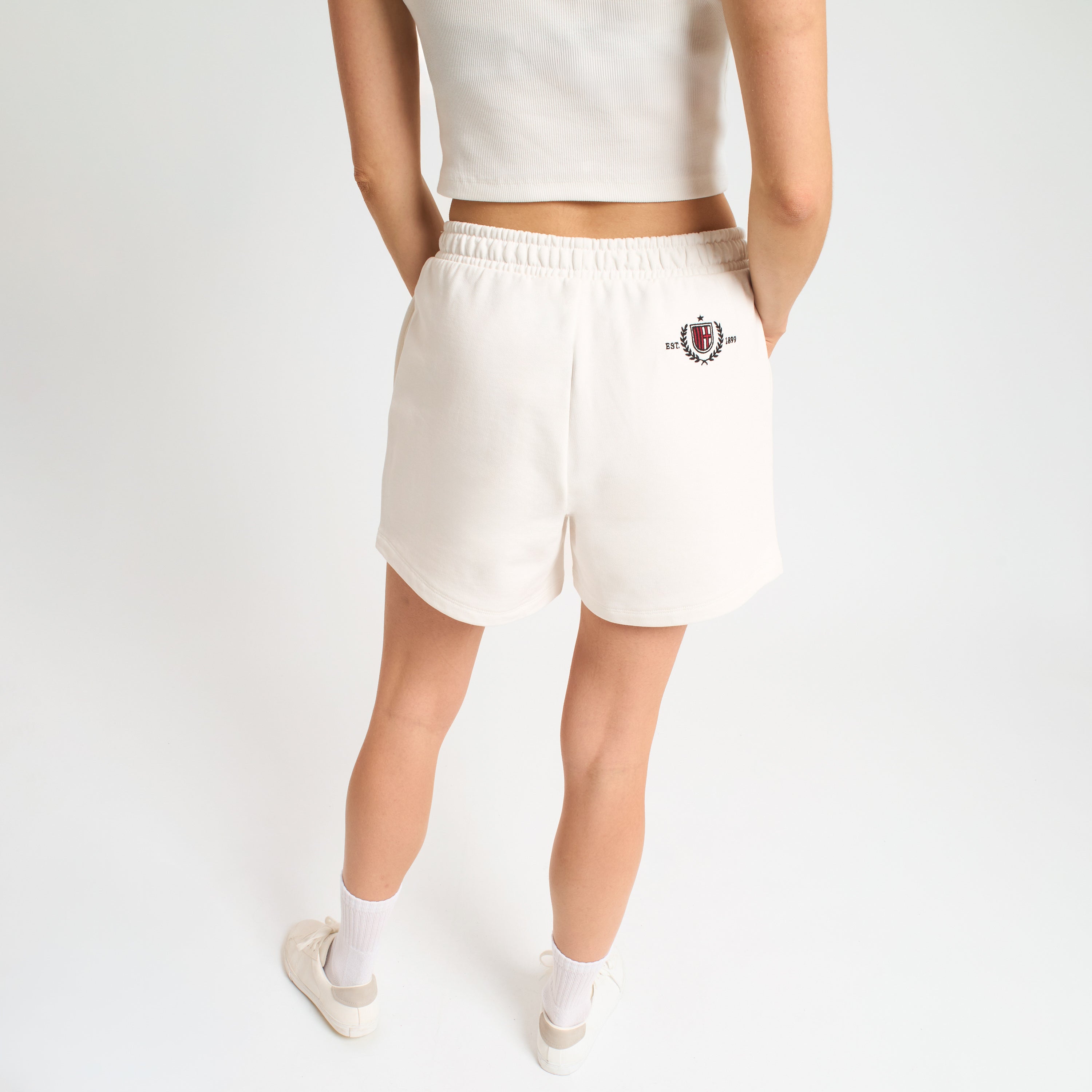 AC Milan Tute Sportive shorts donna bianchi ricamo cotone