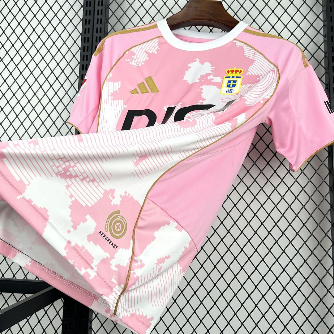 Tifoso Store Real Oviedo 2025/26 maglia rosa manica corta