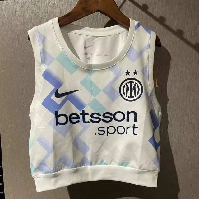 Inter Away Canotta Donna Crop 2026/27 Bianca Geometrica