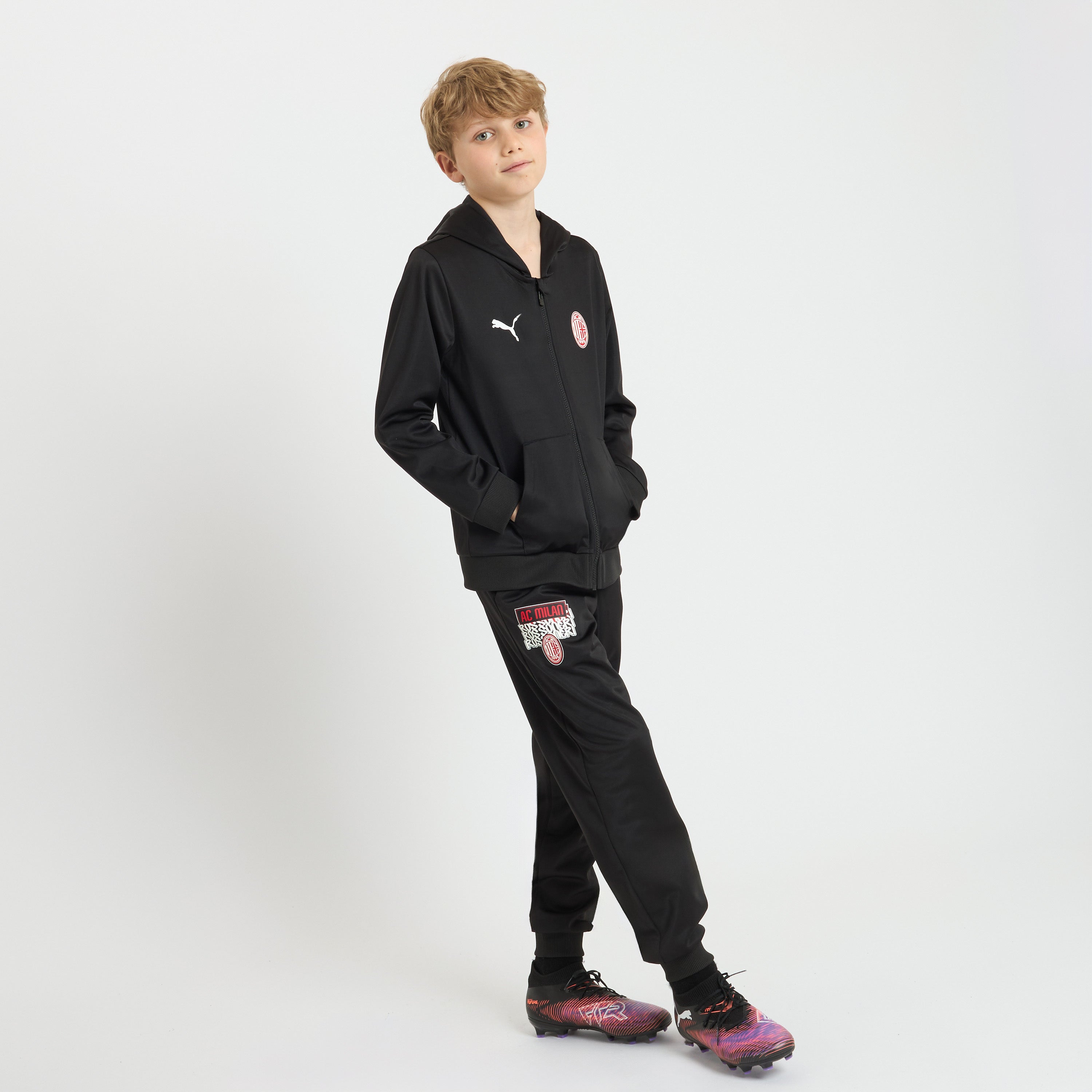 AC Milan Culture Tuta Bambino Nera Zip Cappuccio Poliestere