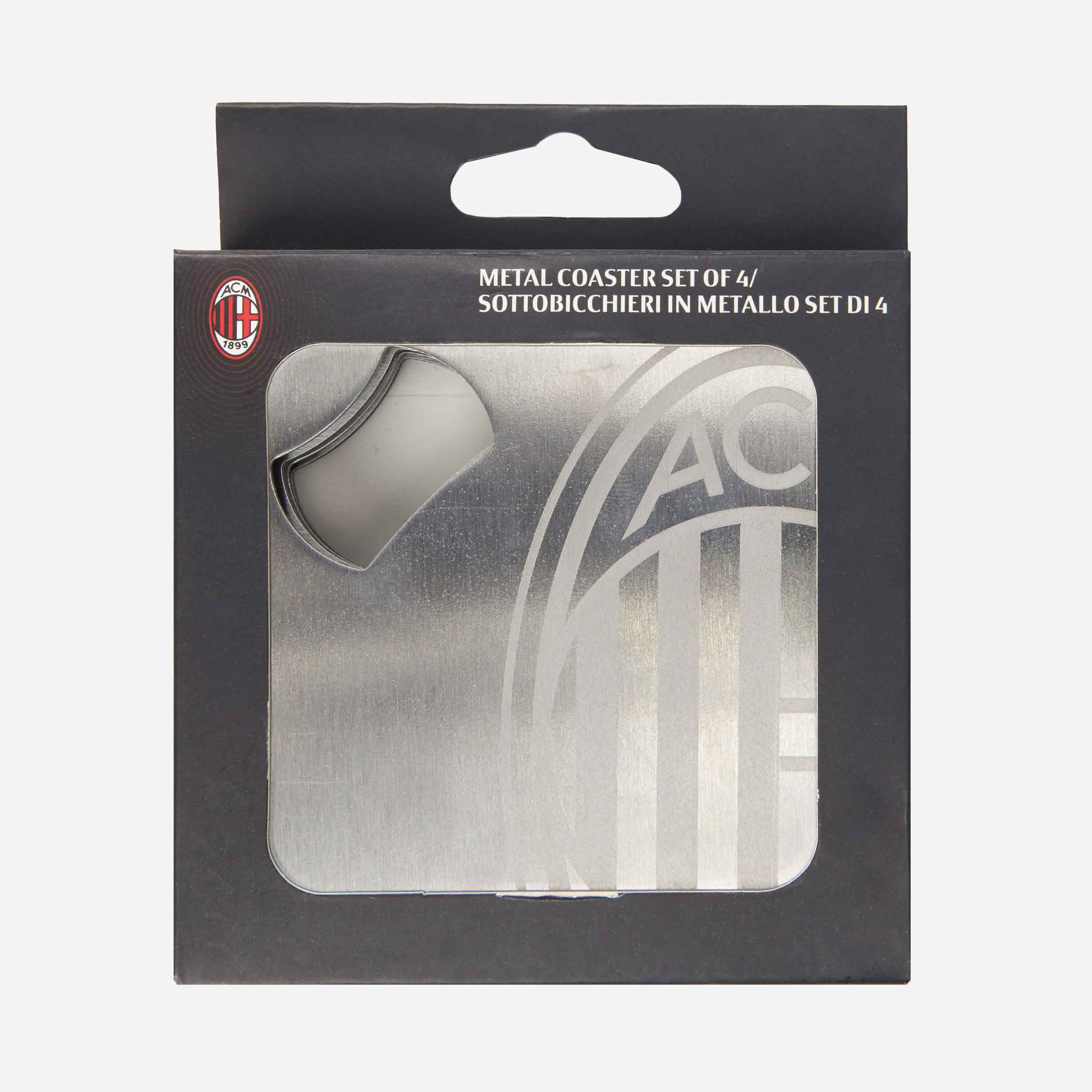 AC Milan Accessori Sottobicchieri Metallo Set 4 Pezzi