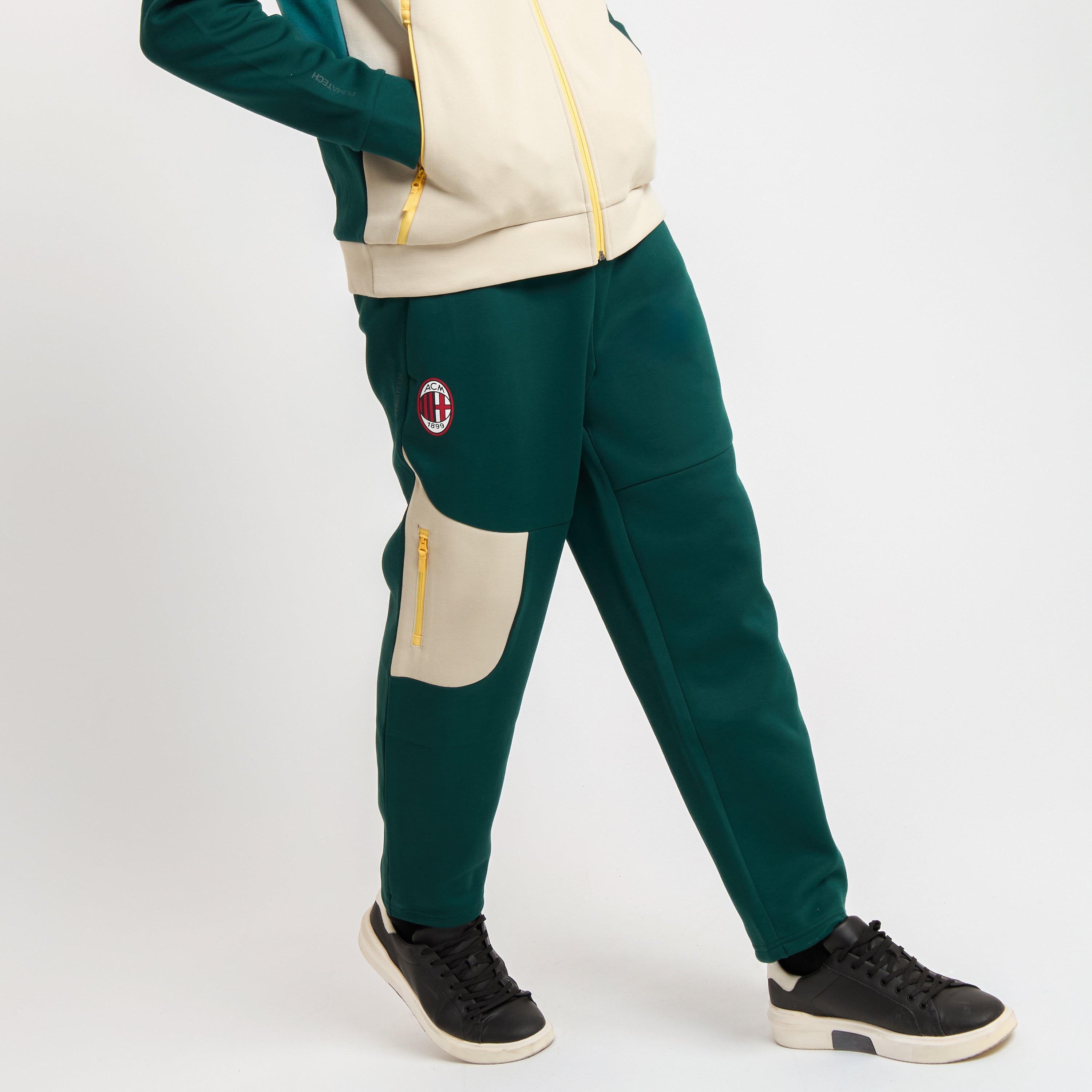 AC Milan Pumatech 2025/26 pantaloni uomo verdi tasche zip