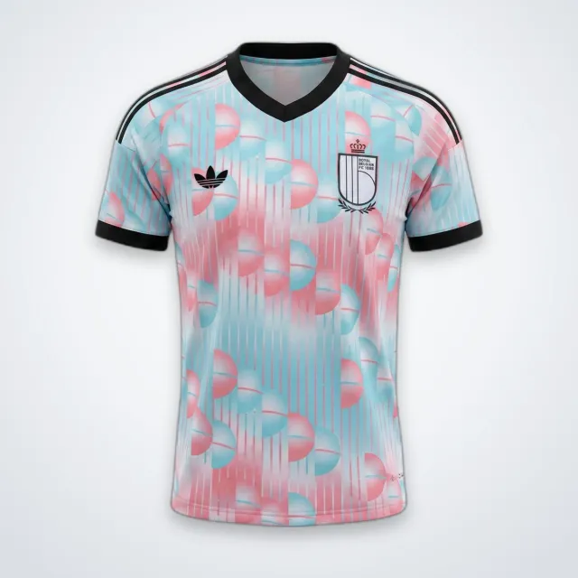 Belgio 2026 seconda maglia trasferta azzurro rosa