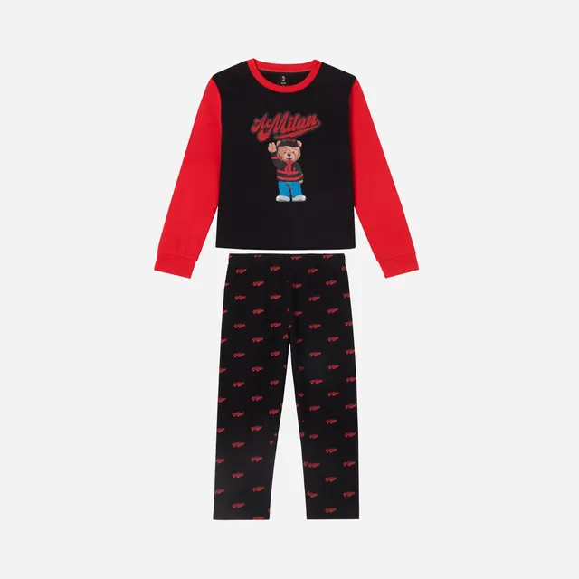 AC Milan Teddy pigiama bambino nero manica lunga cotone