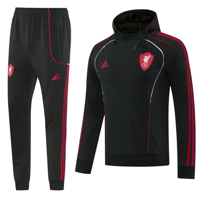 Liverpool 2026/27 tuta nera cappuccio full zip giacca+pantaloni