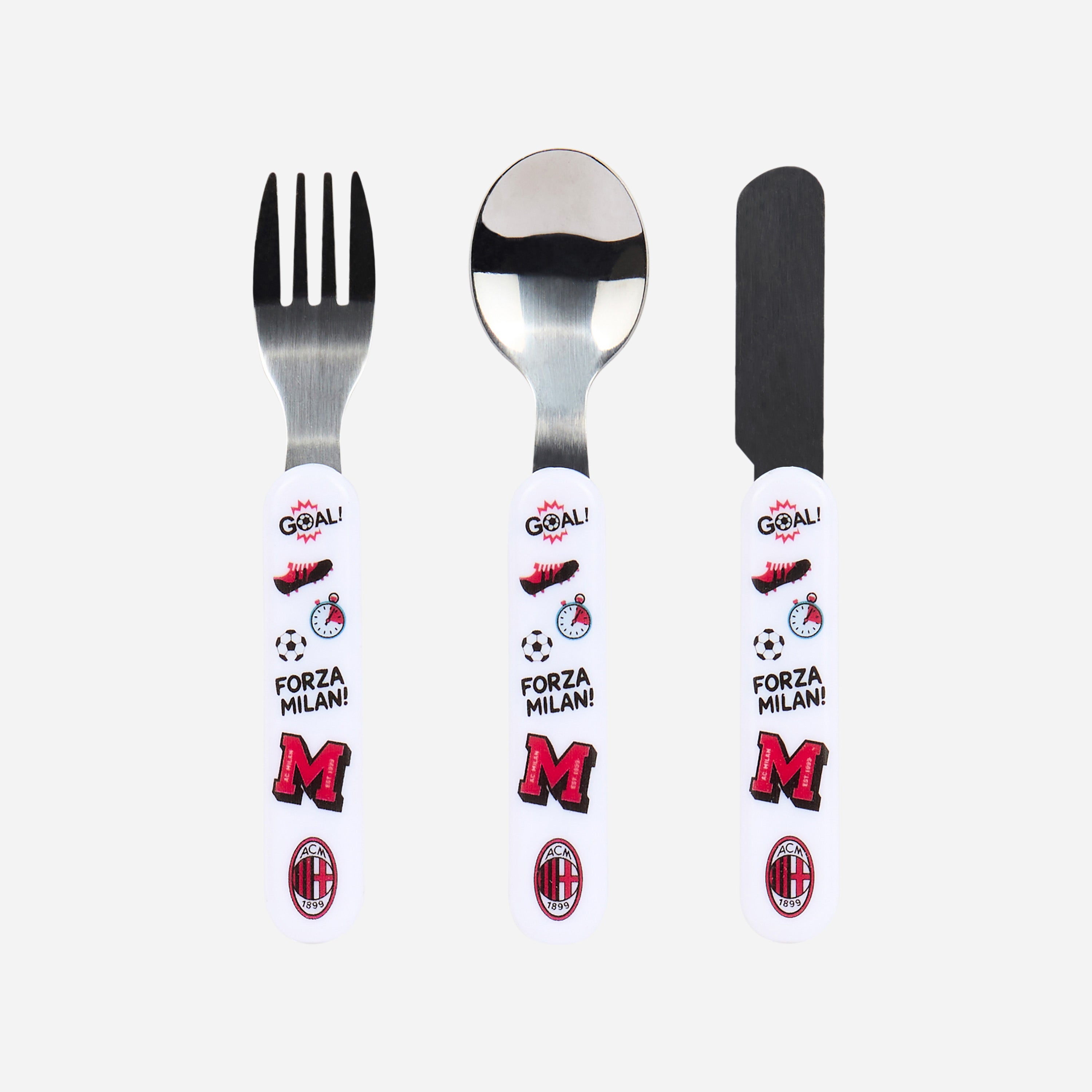 AC Milan set posate bimbo 3 pezzi acciaio