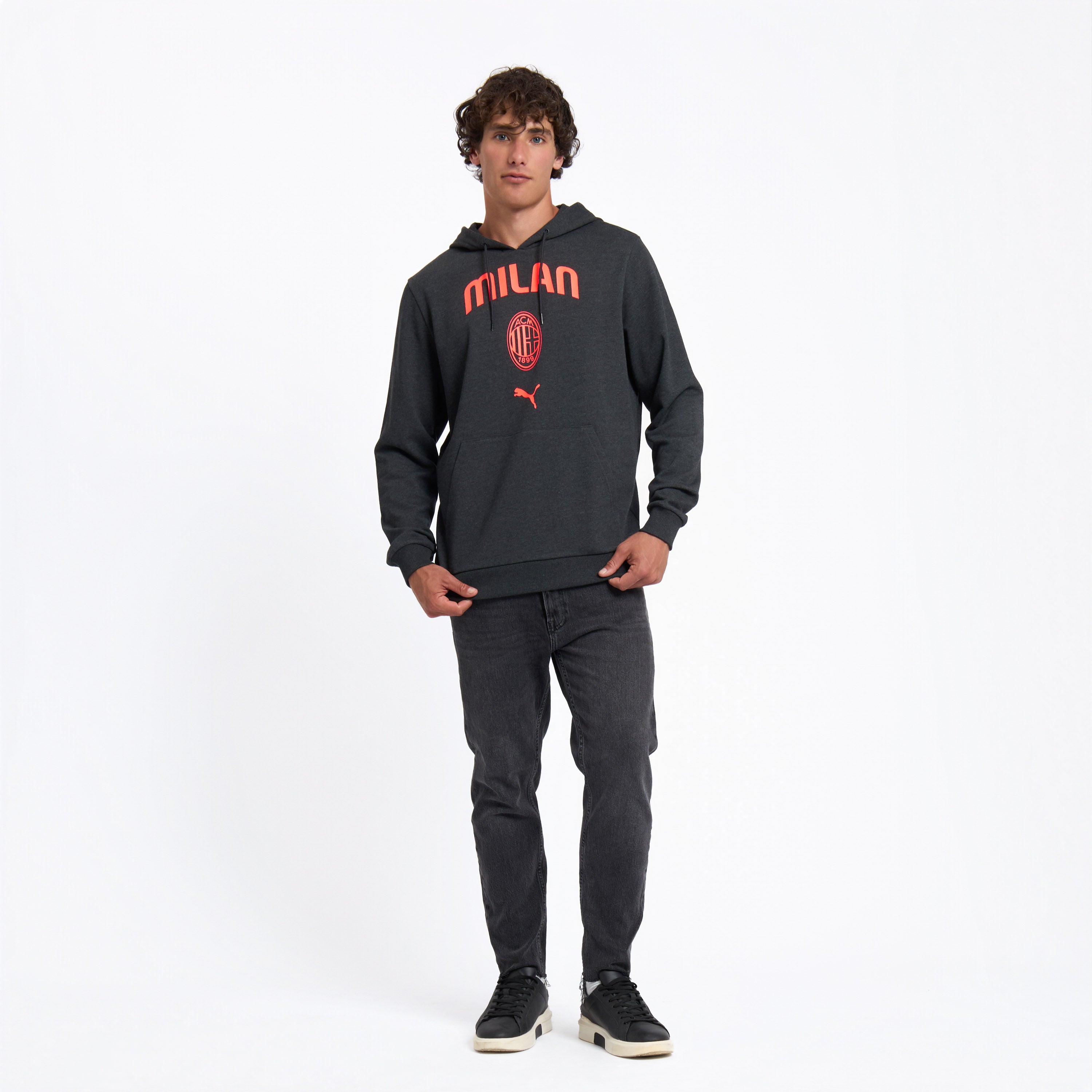 AC Milan Culture felpa cappuccio uomo grigia cotone