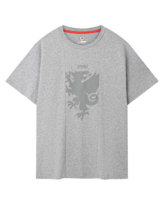 Wales Fanwear Draig Crest t-shirt grigia cotone