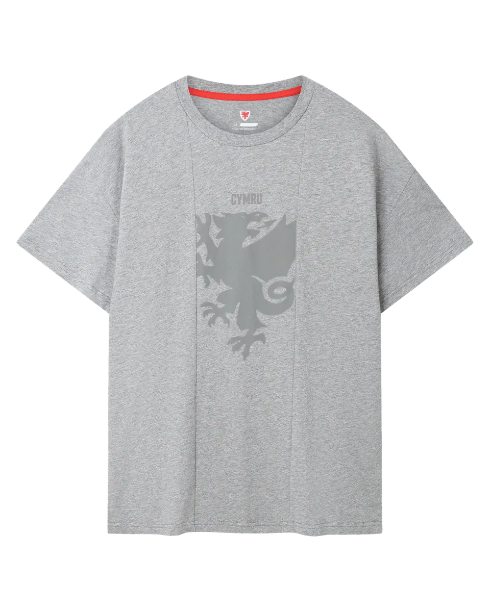 Wales Fanwear Draig Crest t-shirt grigia cotone